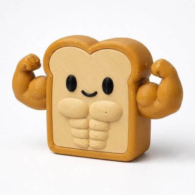 Muscular Toast Collectible Figurine - Unique Desk Decor for Adults – 3D Printed in Canada