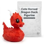 Horned Dragon Duck Collectible Figurine - Striking Red Fantasy Desk Decor and Unique Gift for Collectors - 3D Printed in Canada — 3D Printed Ducks by 3DCentral