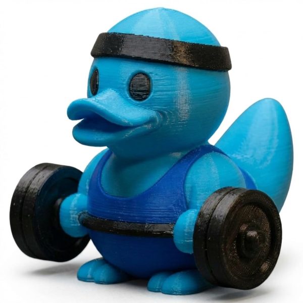 Blue Powerlifting Duck Figurine