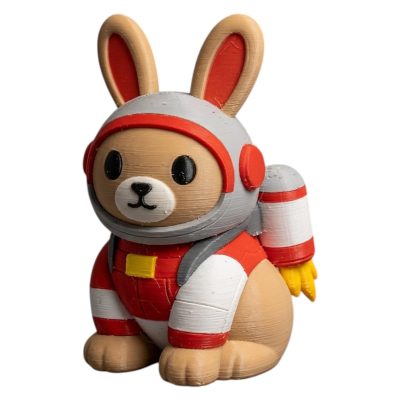 Jet Pack Rocket Bunny in Red Space Suit with Helmet and Thruster 3D Printed Collectible Figurine | Sci-Fi Rabbit Desk Decor - 3D Printed in Canada