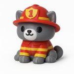 Firefighter Cat Collectible Figurine - Unique Desk Decor for Adults – 3D Printed in Canada