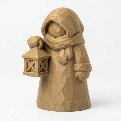 Wood Carved-Like Winter Lantern Figurine - Unique Desk Decor for Adults 3D Printed in Canada - 3D Printed in Canada (Classic Birch)
