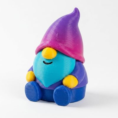Synthwave Gnome Collectible Figurine - Colorful Bearded Gnome Desk Accent for Office or Home Decor - Unique Shelf Display Gift for Adults - 3D Printed in Canada