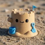 Sandcastle Tree Stump Collectible Figurine - Detailed Beach-Themed Desk Decor for Adults - Unique Gift for Home or Office Display - 3D Printed in Canada