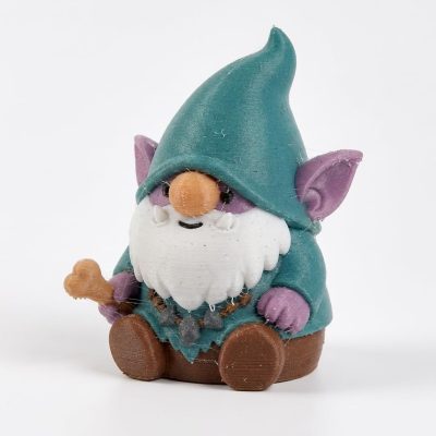 Troll Gnome Collectible Figurine - Striking Bearded Gnome with Purple Ears and Teal Hat Desk Decor for Home or Office Accent - Unique Gift for Fantasy Lovers - 3D Printed in Canada