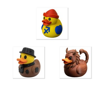 Duck Variety Collectible Figurine Bundle of 3 - Sagittarius Duck, Broke Manticore - Quirky & Unique Adult Desk Decor - 3D Printed in Canada