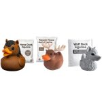 Wild Animal Ducks Collectible Figurine Bundle of 3 - Horse, Moose, Wolf - Funny & Quirky Adult Desk Decor - 3D Printed in Canada