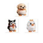 Dog Breeds Penguin Collectible Figurine Bundle of 3 - Labrador Retriever, Border Collie, Shih Tzu - Quirky & Unique Adult Desk Decor - 3D Printed in Canada