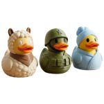 Duck Variety Collectible Figurine Bundle of 3 - Alpaca Duck, Army Soldier Bath Towel - Whimsical & Unique Adult Desk Decor - 3D Printed in Canada