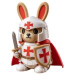Crusader Knight Bunny in White Armor with Red Cross Sword and Shield 3D Printed Collectible Figurine | Medieval Rabbit Decor - 3D Printed in Canada