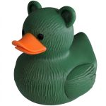 Brown Bear Duck Figurine – Quirky Bear-Themed Collectible Rubber Duck Desktop Decoration Gift for Home Office – 3D Printed in Canada (Forest Green)