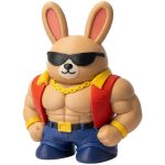Muscular Chad Bunny with Sunglasses Gold Chain and Red Vest 3D Printed Collectible Figurine | Funny Gym Bro Rabbit Desk Decor - 3D Printed in Canada