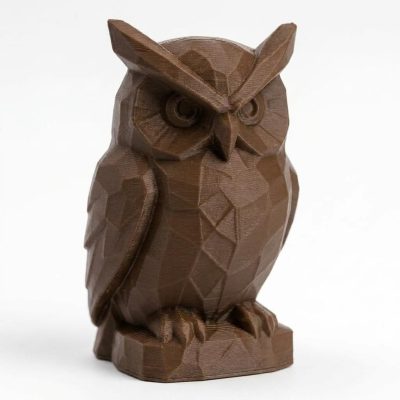 Wood Carved-Like Great Horned Owl Figurine - Unique Desk Decor for Adults – 3D Printed in Canada - 3D Printed in Canada (Black Walnut)