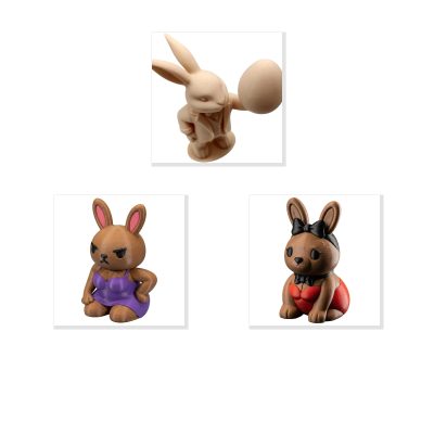 Bunny Variety Collectible Figurine Bundle of 3 - Tuxedo Easter Bunny, Jealous Ex Pin-Up - Whimsical & Playful Adult Desk Decor - 3D Printed in Canada