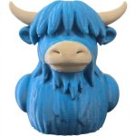 Highland Cow Duck Collectible Figurine - Detailed Blue Animal Accent for Desk Decor or Unique Gift - 3D Printed in Canada