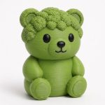 Broccoli Teddy Bear Cub Collectible Figurine - Unique Desk Decor for Adults – 3D Printed in Canada