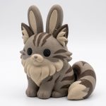 Maine Coon Cat Bunny Collectible Figurine - Unique Desk Decor for Adults – 3D Printed in Canada