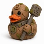 Clay Golem Duck Collectible Figurine - Earthen Fantasy Desk Decor Gift for Adults – 3D Printed in Canada