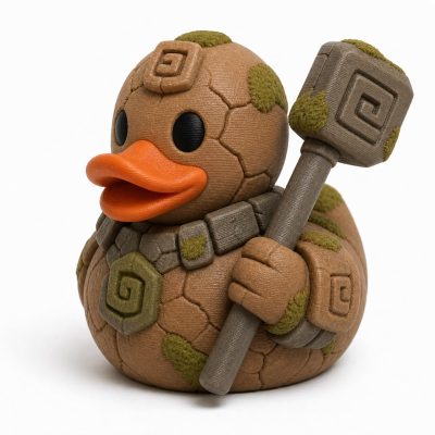 Clay Golem Duck Collectible Figurine - Earthen Fantasy Desk Decor Gift for Adults – 3D Printed in Canada