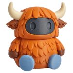 Highland Cow Robot Collectible Figurine - Shaggy Orange Mech with Horns and Fur Desk Decor for Adults - 3D Printed in Canada