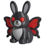 Mothman Bunny with Glowing Red Eyes and Black Moth Wings 3D Printed Collectible Figurine | Cryptid Creature Rabbit Decor - 3D Printed in Canada