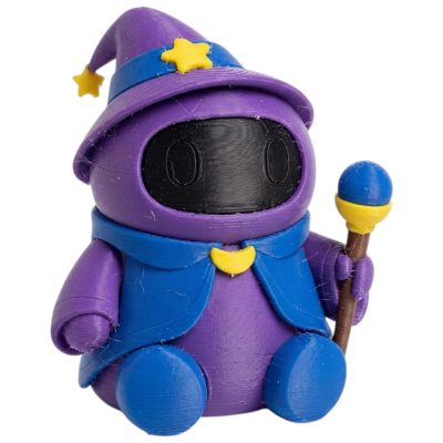 Sorceress Robot Collectible Figurine - Mystical Purple Mech with Wizard Hat and Staff Desk Decor for Adults - 3D Printed in Canada
