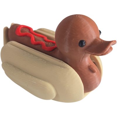 Hot Dog Duck Collectible Figurine - Unique Desk Decor with Humor for Office or Gift Display - 3D Printed in Canada