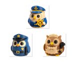 Owl Variety Collectible Figurine Bundle of 3 - Boat Captain Owl, Police Officer Victorian Maid - Nautical & Vintage Adult Desk Decor - 3D Printed in Canada — 3D Printed Owls by 3DCentral