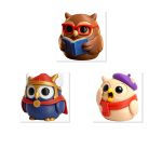 Owl Variety Collectible Figurine Bundle of 3 - Reading Owl, Viking Overdramatic - Whimsical & Artistic Adult Desk Decor - 3D Printed in Canada
