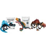Prehistoric Predators Collectible Figurine Bundle of 3 - Spinosaurus, T-Rex, Saber Tooth Tiger - Articulated & Skeleton Adult Desk Decor - 3D Printed in Canada