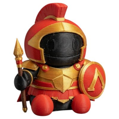 Spartan Warrior Robot Collectible Figurine with Crested Helmet Spear and Shield - Ancient Battle Decor for Adults - 3D Printed in Canada