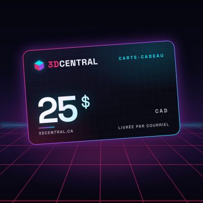 Carte-cadeau numérique 3DCentral de 25 $, livrée par courriel