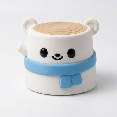 Polar Bear Tree Stump Collectible Figurine - Unique Desk Decor for Adults – 3D Printed in Canada — 3D Printed Bears by 3DCentral