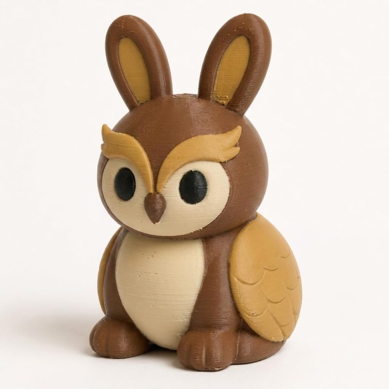 Owl Bunny Collectible Figurine - Unique Desk Decor for Adults – 3D Printed in Canada