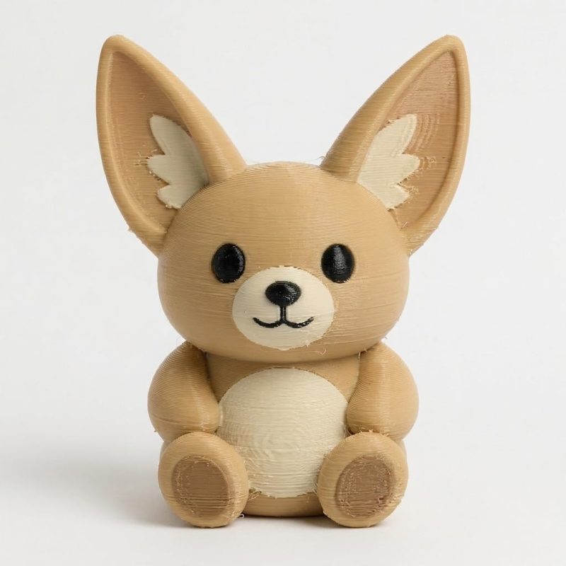 Fennec Fox Teddy Bear Cub Collectible Figurine - Unique Desk Decor for Adults – 3D Printed in Canada