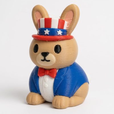 Patriotic Bunny Collectible Figurine - Unique Desk Decor for Adults – 3D Printed in Canada — 3D Printed Bunnies by 3DCentral
