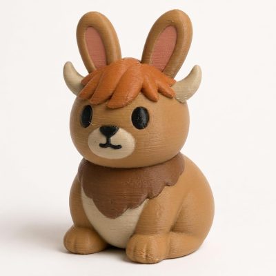 Highland Cow Bunny Collectible Figurine - Unique Desk Decor for Adults – 3D Printed in Canada — 3D Printed Bunnies by 3DCentral