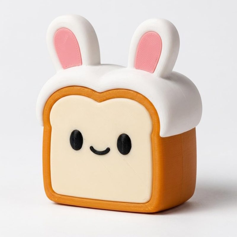 Cute Rabbit Toast Collectible Figurine - Unique Desk Decor for Adults – 3D Printed in Canada