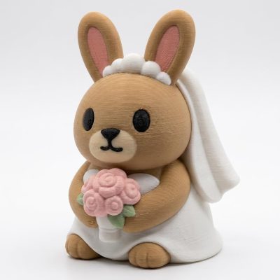 Bride Bunny Collectible Figurine - Unique Desk Decor for Adults – 3D Printed in Canada — 3D Printed Bunnies by 3DCentral