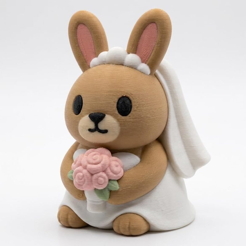 Bride Bunny Collectible Figurine - Unique Desk Decor for Adults – 3D Printed in Canada