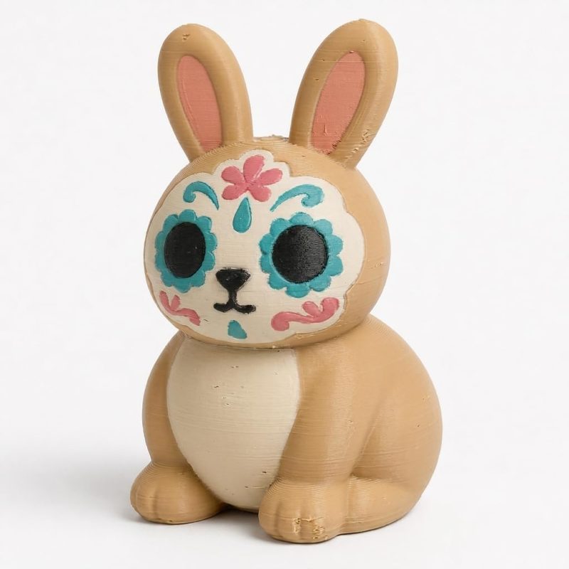 Sugar Skull Bunny Collectible Figurine - Unique Desk Decor for Adults – 3D Printed in Canada