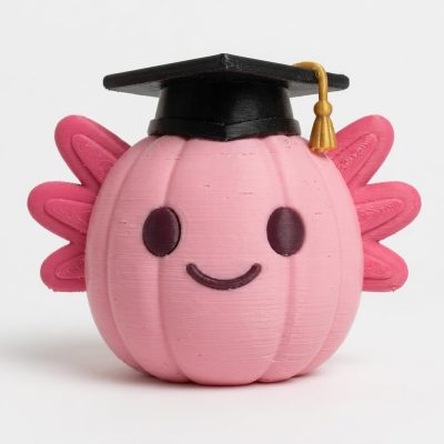 Axolotl Graduate Pumpkin Collectible Figurine - Unique Desk Decor for Adults – 3D Printed in Canada — 3D Printed Axolotls by 3DCentral