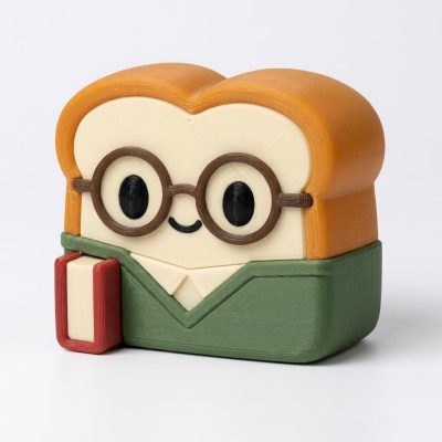 Bookworm Toast Collectible Figurine - Unique Desk Decor for Book Lovers – 3D Printed in Canada — 3D Printed Figurines by 3DCentral