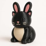 Black Cat Bunny Collectible Figurine - Unique Desk Decor for Adults – 3D Printed in Canada