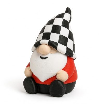 Checkered Flag Gnome Collectible Figurine - Unique Desk Decor for Racing Enthusiasts – 3D Printed in Canada — 3D Printed Gnomes by 3DCentral