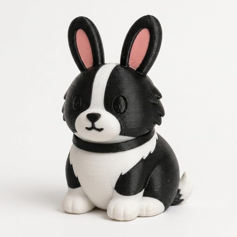 Border Collie Bunny Collectible Figurine - Unique Desk Decor for Adults – 3D Printed in Canada