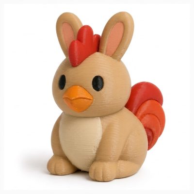 Rooster Bunny Collectible Figurine - Unique Desk Decor for Adults – 3D Printed in Canada — 3D Printed Bunnies by 3DCentral