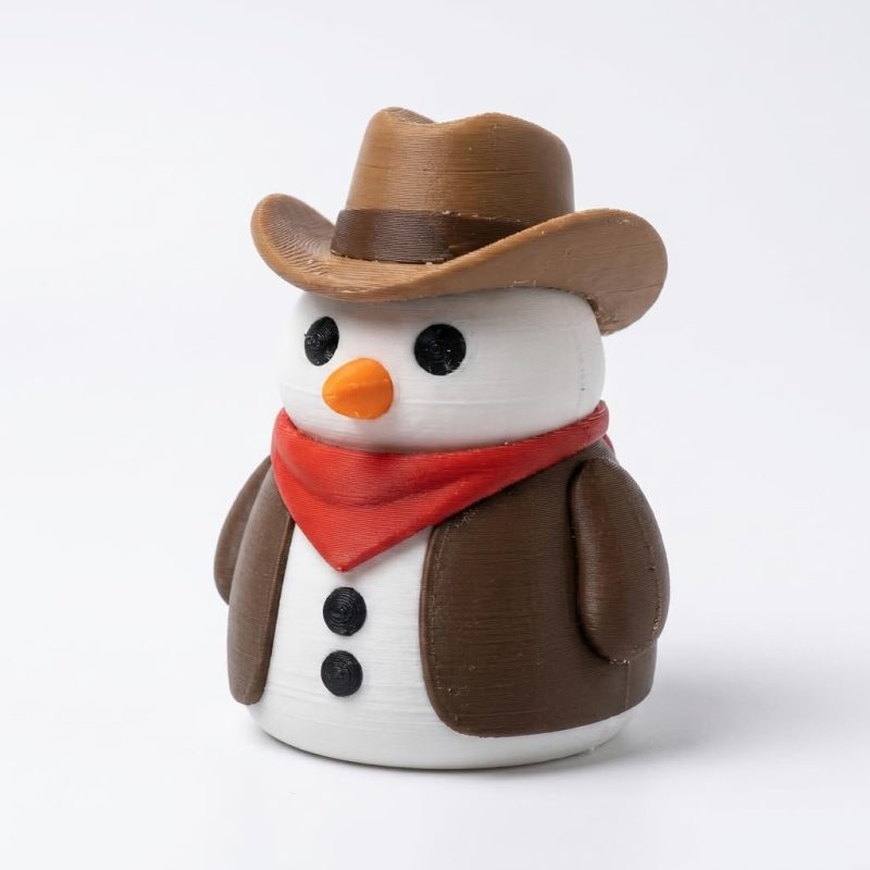 Western Sheriff Snowman Collectible Figurine - Unique Desk Decor for Adults – 3D Printed in Canada