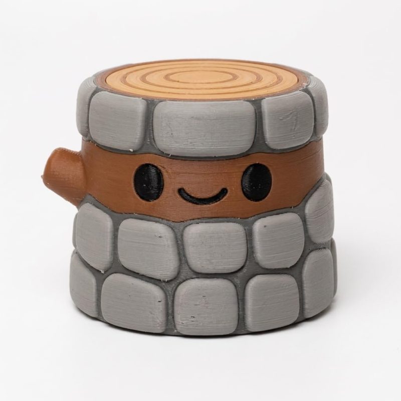 Cobblestone Tree Stump Collectible Figurine - Unique Desk Decor for Adults – 3D Printed in Canada