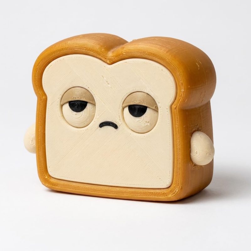 Eyeroll Toast Collectible Figurine - Unique Desk Decor for Adults – 3D Printed in Canada